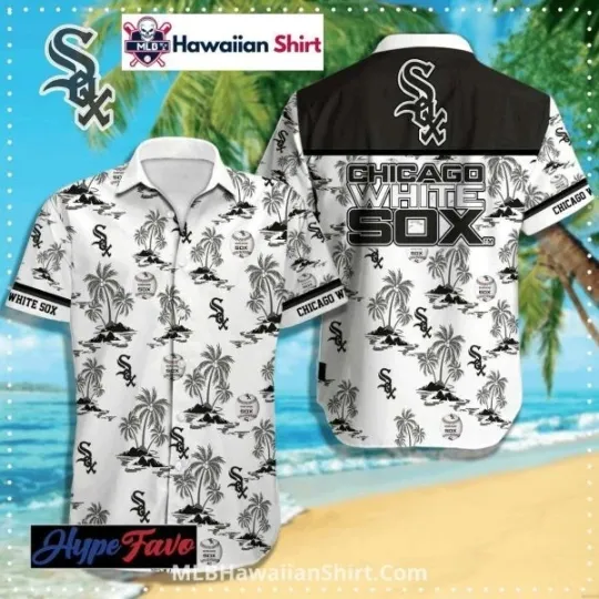 Discover Black Yoke Island Print Chicago Baseball White Team Soxx Aloha Shirt