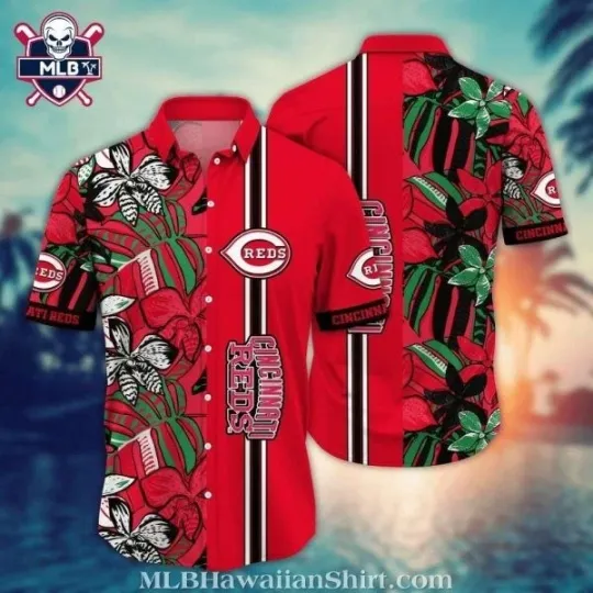 Discover Floral Stripe Pitch – Cincinnati Baseball Team Redss Tropical Hawaiian Shirt
