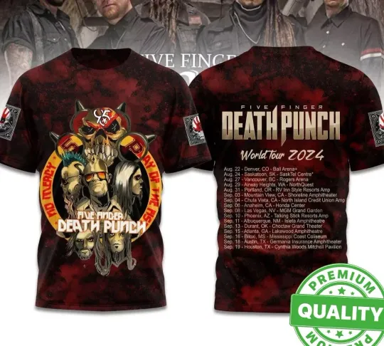 Discover Five Finger Death Punch World Tour 2024 3D AOP Shirt