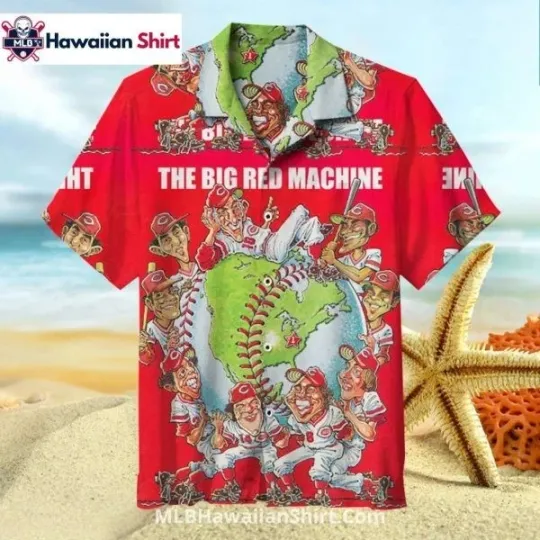 Discover Big Red Machine Globe Graphic Cincinnati Baseball Team Redss Aloha Shirt
