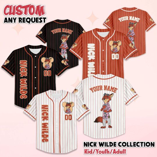 Discover Custom Nick Wilde Baseball Jersey, Disney Zootopia 2 Baseball Jersey, Disney Family Shirts, Matching Team Outfit, Birthday Gift