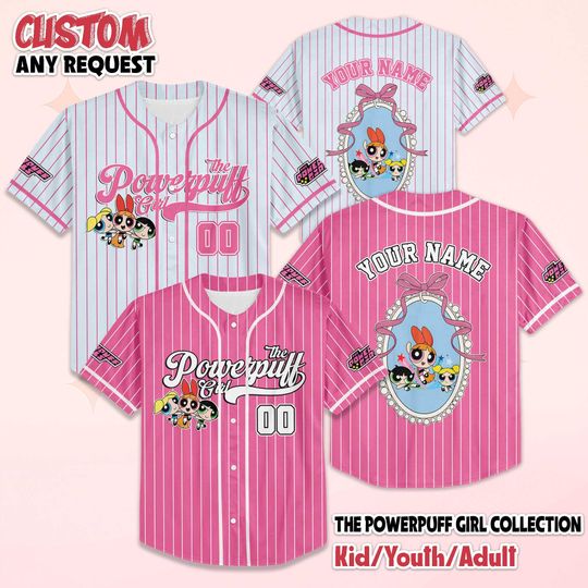 Discover Personalized The Powerpuff Girls Baseball Jersey, Custom The Powerpuff Girls Shirt, Disney Family Matching Outfit, Birthday Gift