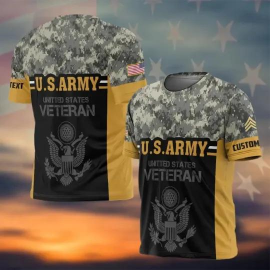 Discover Customized U.S Veteran Camouflage 3D Tshirt