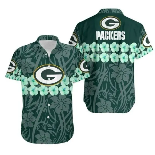 Discover Green Bay Packers Flower And Logo football Hawaiian Shirt, Gift For Friend