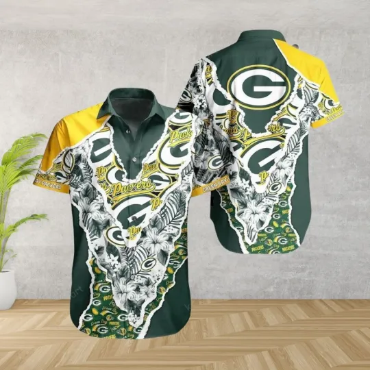 Discover Green Bay Packers Bandana Floral Hawaiian No Pocket, Gift For Fans