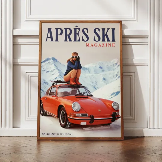 Discover Retro Après Ski Vertical Poster