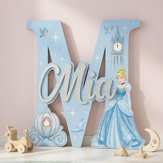 Personalized Cinde Name Sign, Cinde Wood Sign, Custom Princess Name Sign, Kids Room Sign, Disney Nursery Name Sign, Princess Baby