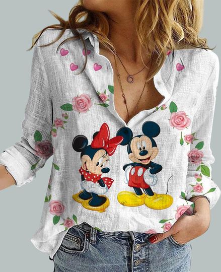 Discover Disney Mickey and Minnie Linen Blouse for Women
