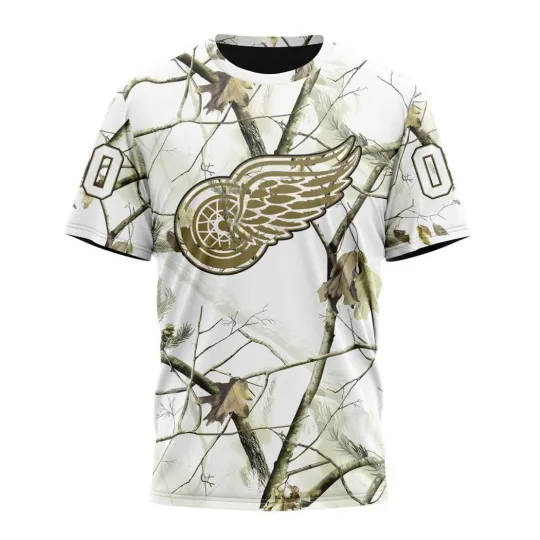 Discover Personalized Detroit Red Wingss Special White Winter Hunting Camo 3D Hockey Fans