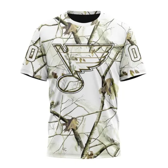 Discover Personalized St. Louis Bluess Special White Winter Hunting Camo 3D Hockey Fans
