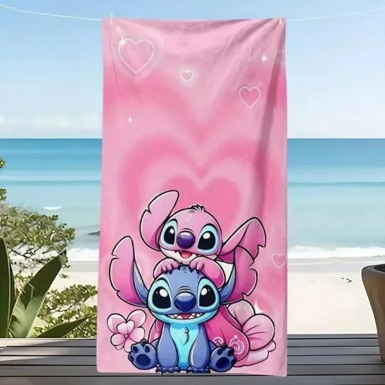 Discover Kawaii Lilo & Stitch Beach Towel Cartoon Microfiber Bath Towel Multifunctional