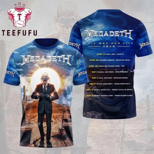 Discover Megadeth Live Tour Metal Fan Favorite 3D T-Shirt All Size