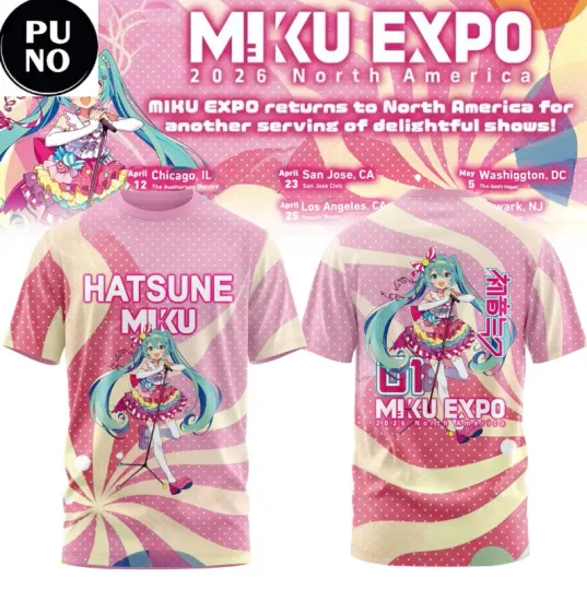 Discover Hatsune Miku Expo 2026 North America Show 3D T-Shirt