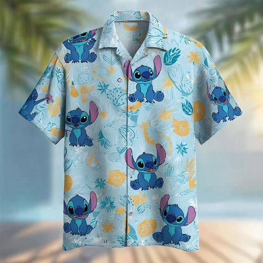 Discover Stitch Hawaiian Shirt for Men, Women, Youth, Disney Inspired Shirt, Vacation Hawaiian Shirt, Unisex Casual Outfit