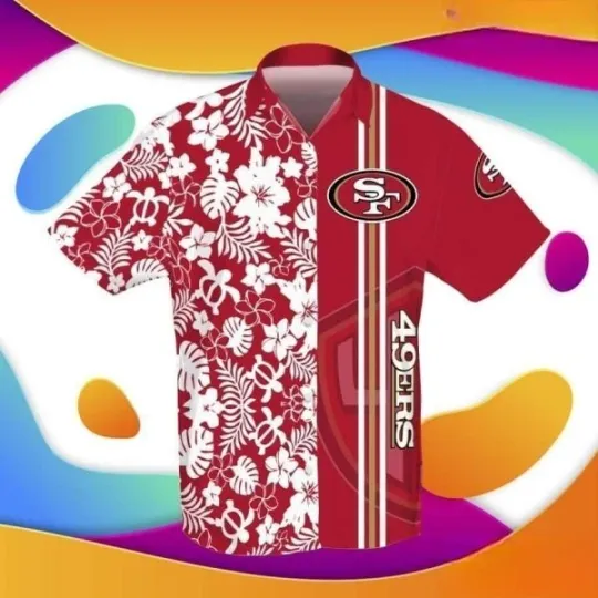 Discover San Francisco Football Team 49erss Hawaiian Shirt Turtle And Flower Pattern, Haw