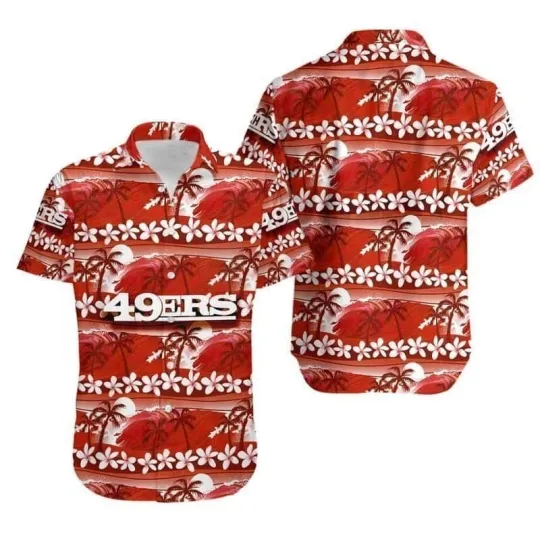 Discover San Francisco Football Team 49erss Hawaiian Shirt Coconut Trees And Flowers, Haw