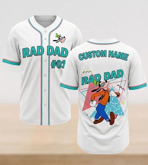 Discover Custom Disney Goofy and Max Rad Dad Rad Like Dad Baseball Jersey