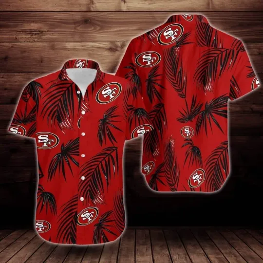 Discover San Francisco Football Team 49erss Hawaiian Shirt Palm Leaves Pattern Summer Bea