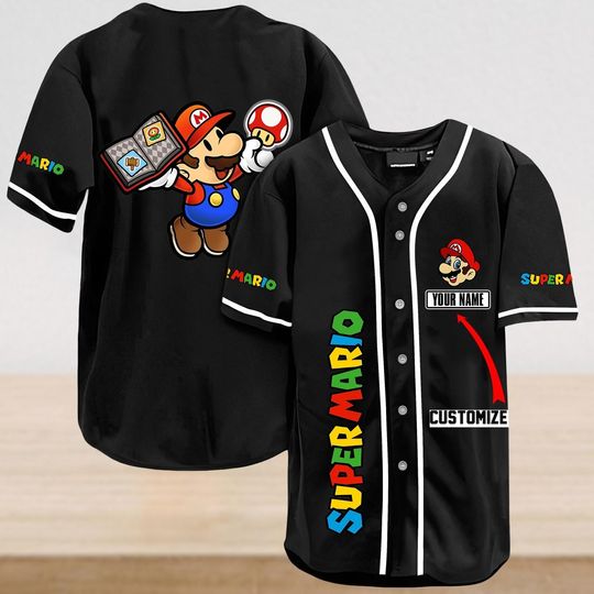 Discover Personalized Super Mario Galaxy Baseball Jersey, Super Mario Bros Shirt, Mario Game Shirt