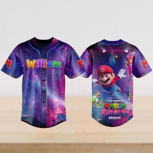 Custom Super Mario Galaxy Movie Baseball Jersey Shirt, Universal Studios Mario Shirt