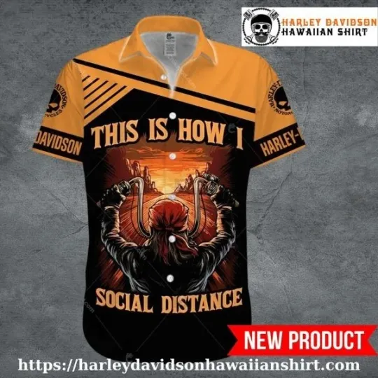 Discover Social Distance Rider Harley Motor Racing Davidsonn Hawaiian Shirt