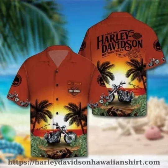 Discover Sunset Cruiser Harley Motor Racing Davidsonn Aloha Shirt for Men