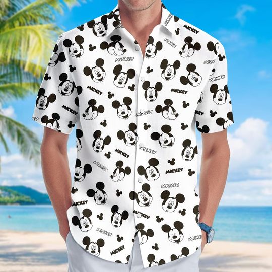 Discover Disney Mickey Minnie All-Over Print Hawaiian Shirt for Men and Women