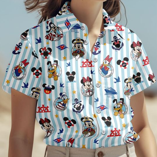 Discover Disney Cruise Button Shirt, Mickey Minnie Donald Goofy Summer Short, Donald Pluto Beach Outfit For Men And Women, Disney Vacation Appar