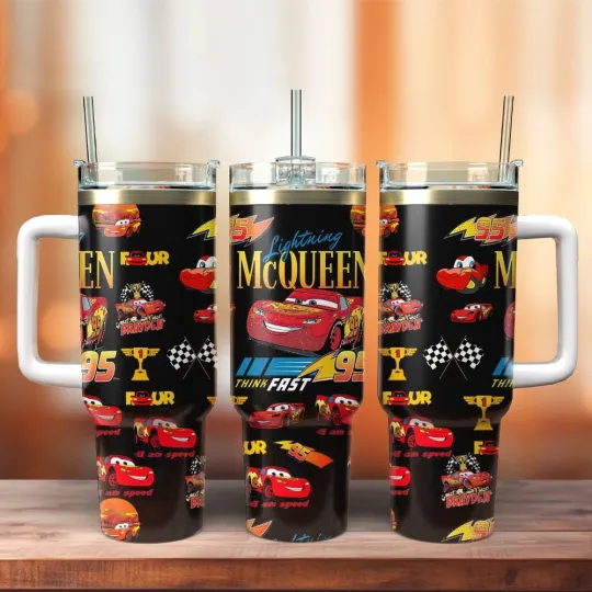 Discover Cartoon Kids Race Car Inspired Tumbler With Handle 40oz
