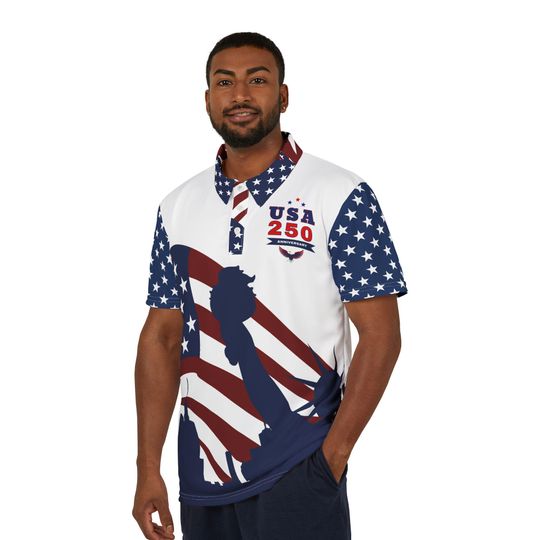 Discover USA 250 Statue of Liberty Silhouette Polo. Unisex Shirt