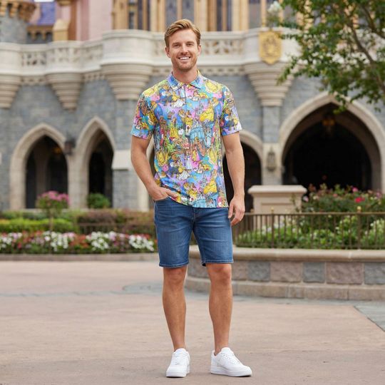 Discover Beauty And The Beast Mens Polo Shirt: Storybook Scenes Collage (Lightweight Polyester, Breathable Fit) (New Global Edition)
