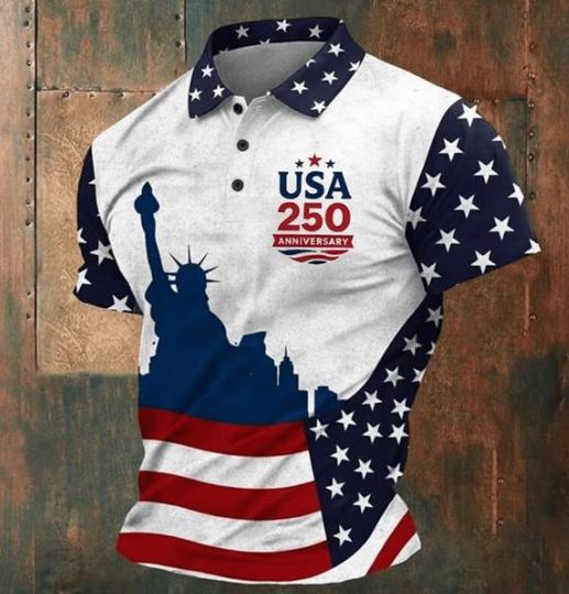 Discover 250th USA Anniversary Polo Shirt, Patriotic Mens Fashion