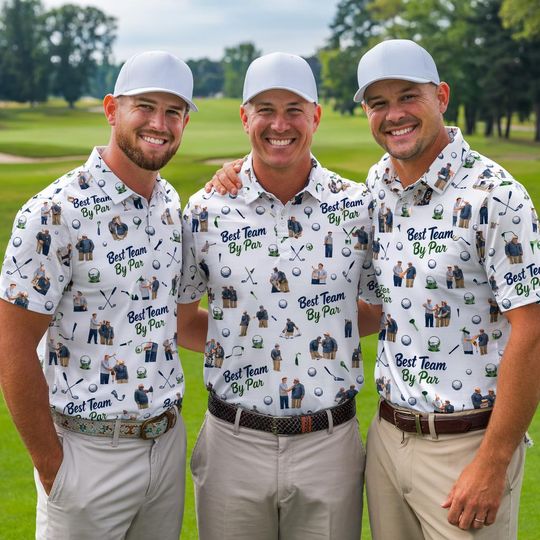 Discover Best Dad By Par Polo Shirt with Custom Face Photo, Fathers Day Gift, Custom Face Polo Shirt for Golfer, Custom Short Sleeve Golf Polo Shirt