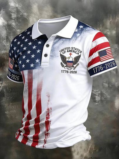Discover American Patriotic Polo Shirt,United States Eagle Shirt,17762026 Independence Day Celebration Gift,USA 250 Years Independence Apparel Shirt