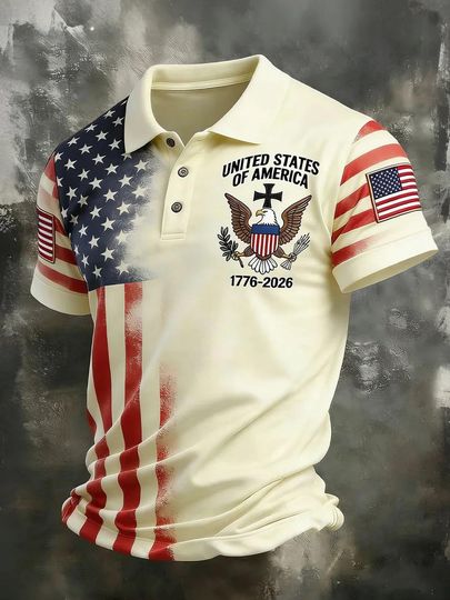 American Flag 3D Polo Shirt, Freedom 250th Anniversary Shir, 17762026 Independence Anniversary Shirt, Fourth of July Patriotic Gift