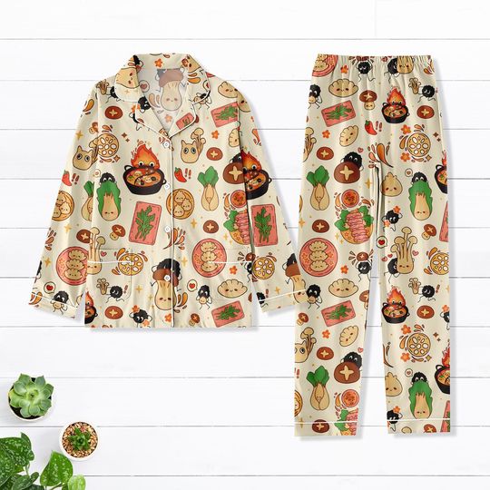Discover Studio Ghibli Long Thick Pajama Set, Spirited Away Thick Pajamas, Howl Moving Long Pyjama, Family Matching PJs Set, Gift for Anime Wibu