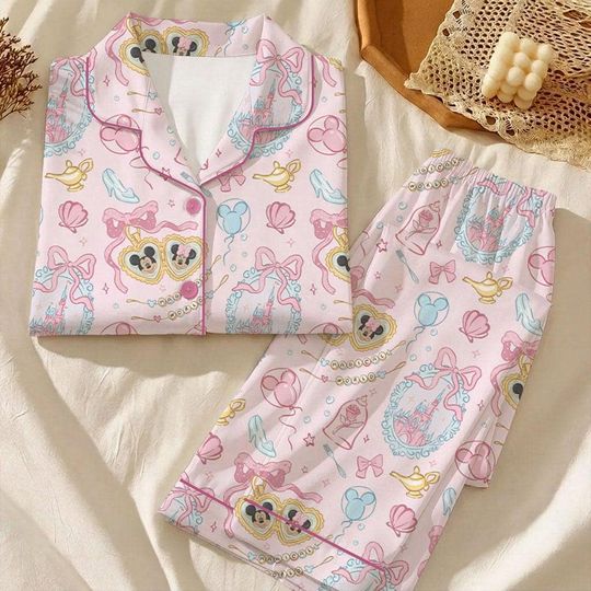 Discover Disney Magical Park Pajama Set, Disneyland Snacks Sleepwear, Disney Spring Magical Loungewear Set, Mickey And Friends Pajamas