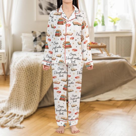 Discover Book Lover Pajamas Set: Funny Reading Sleepwear,  Literary Lounge Outfit