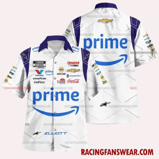 Discover Chase Elliott Nascar Racing 2025 Uniform Apparel Clothes Hawaiian Polo Shirts