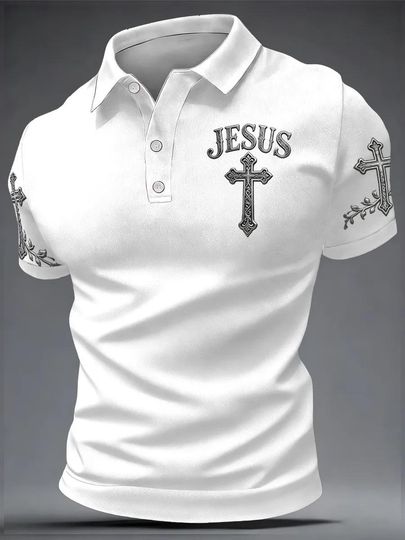 Discover Jesus Cross Polo Shirt, Christian Faith Apparel, Religious Faith Clothing, Inspirational Jesus Clothing, Perfect Gift For Husband