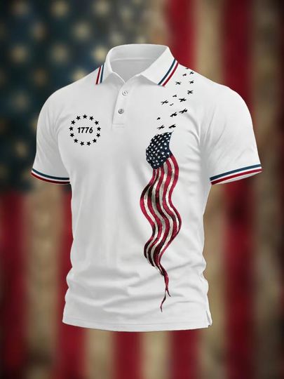 USA 1776 2026 Patriotic Flag Polo Shirt, American 250 Years Of Independence Golf Polo, 4th Of July Clothes, Unique Gift for Him