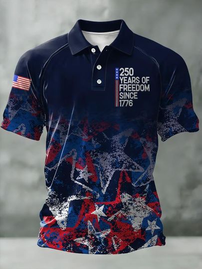 Discover 250 Years Of Freedom Polo Shirt, 1776 2026 Patriotic USA Shirt, American Flag Apparel, Independence Day Clothes, Gift For Veteran