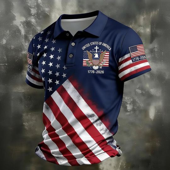 American Flag Polo Shirt, Camo Sleeve Tactical Patriotic Men's Apparel