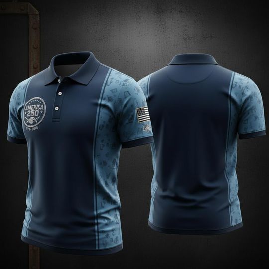 Discover America 250 Polo Shirt, Patriotic USA Polo Tee, 17762026 Anniversary Shirt, American Eagle Crest Polo, Independence Day Outfit