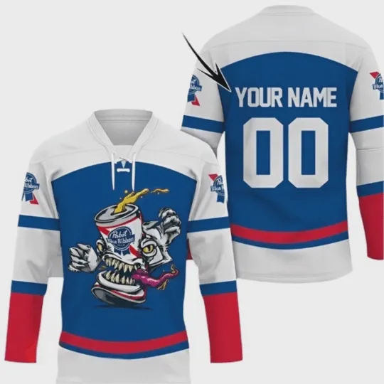 Discover Personalized PabstBBlue Ribbon Monster 3D Printed Hockey Jersey
