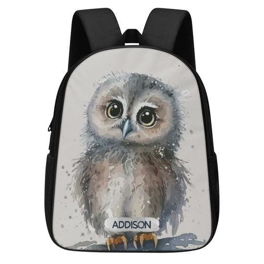 Discover Custom Owl Kids Backpack, Personalized Nylon School Bag
