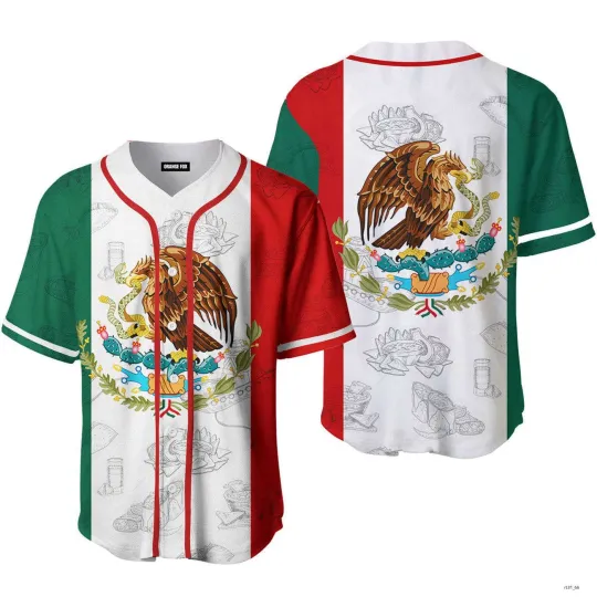 Discover Mexican Mexico Flag 3D Baseball Jersey for Men Dad