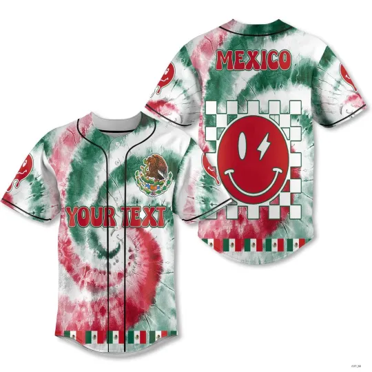 Discover Mexico 3D Baseball Jersey for Men Dad Custom Tie Dye Style