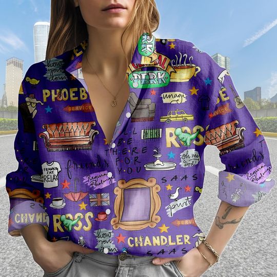 Discover Friends TV Series Central Perk Blouse for Women, 90s Sitcom Long Sleeve Shirt