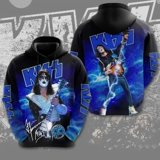 Discover New Band Ace Frehley 1951-2025 Signatures  Christmas Gift S-6XL 3D Hoodie SS2